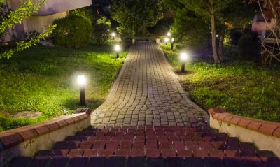 Elegant Curved Path with Lighting